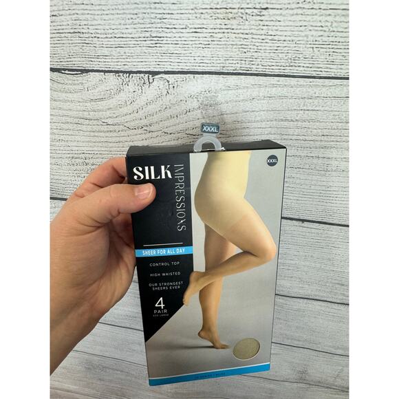 Silk Impressions Plus Size High Rise Nude Sheer Control Top Panty Hose Size XXXL - Picture 6 of 7